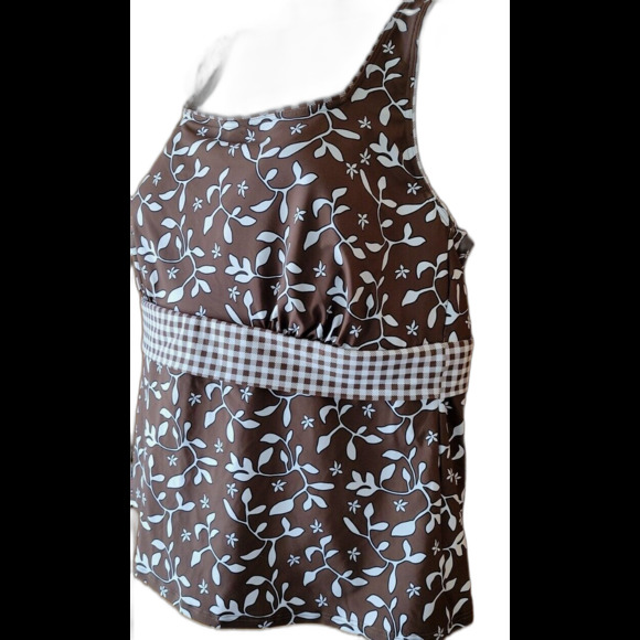 Swim Top Brown Floral 1X 18W Underwire Lands' End Underwire Wide Straps S314 - Picture 4 of 11